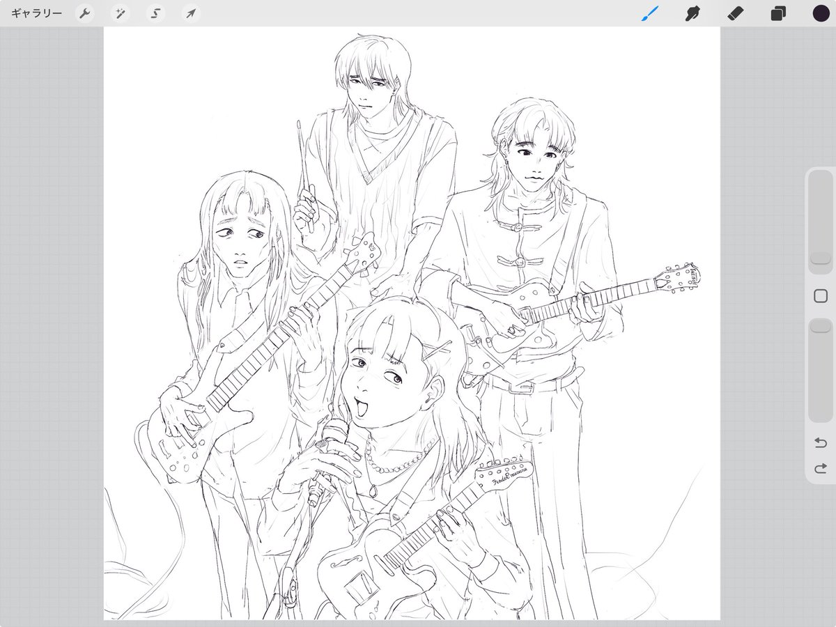 di_f8k's tweet photo. ←誰にでも楽器を持たすオタク

一ろの現パロ成長バンドパロわいぷです
伏木蔵はレディースを着こなすギタボ男です　怪士丸は激メロベーシストです　孫次郎のマイペースはギタリストのそれです　平太お前はドラムを叩け https://t.co/07UuXmkrA8