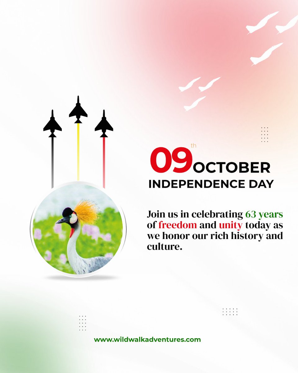 wildwalk_a's tweet photo. 63 YEARS OF INDEPENDENCE
Today, we honor Uganda's vibrant history and culture. Let's embrace our rich heritage and unity

Happy Independence Day, Uganda!
What does freedom mean to YOU?
Share below

#IndependenceDayUganda #ProudToBeUgandan #CelebrateFreedom #UnityInDiversity https://t.co/HpthfXPJ2G