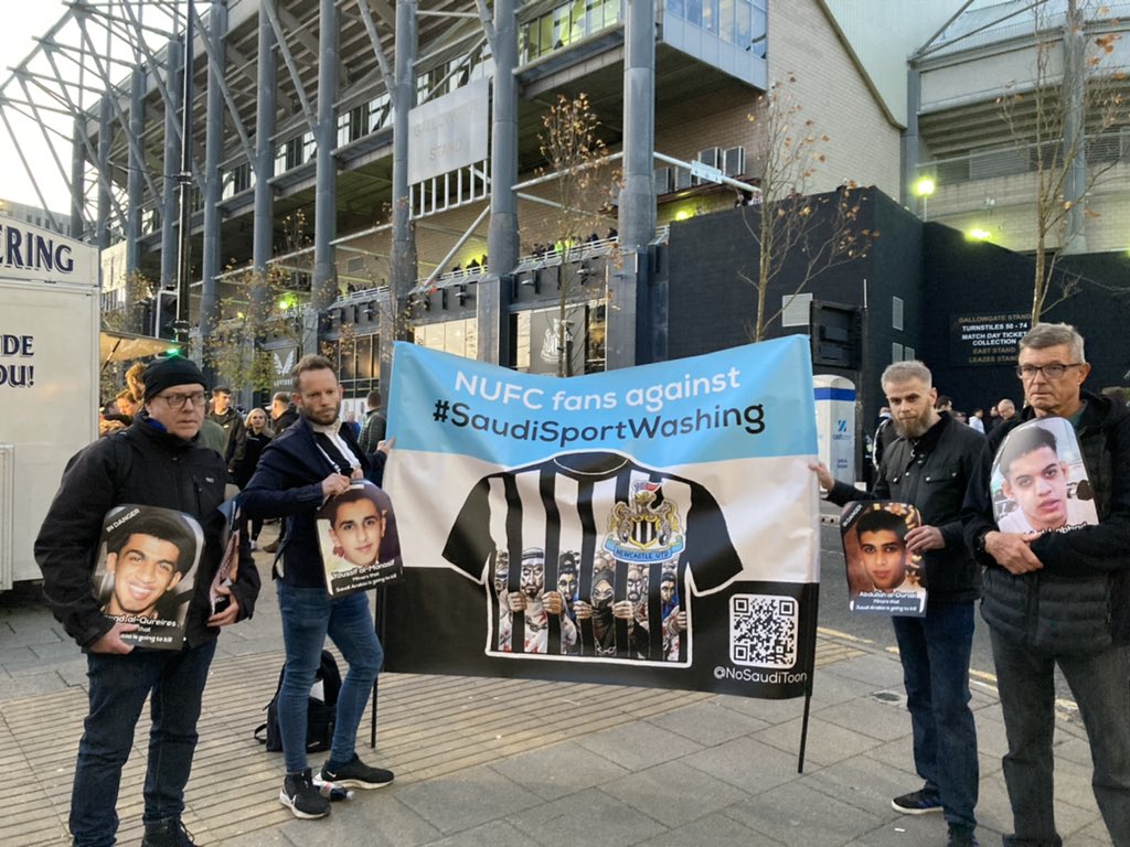 Solidarity to Abdullah al-Derazi from NUFC Fans Against Sportswashing.