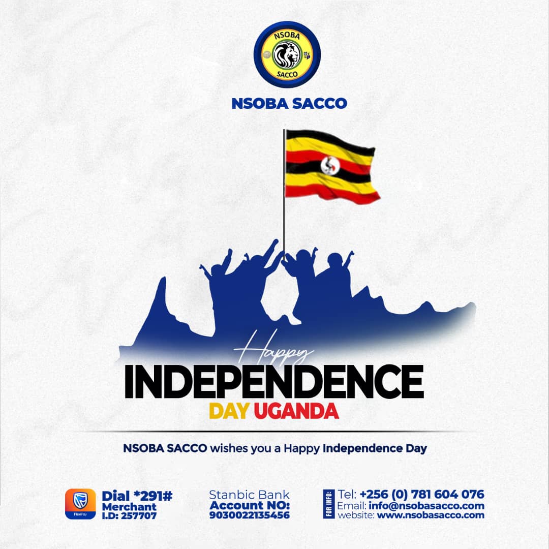 NSOBA SACCO wishes the entire old boy fraternity of Ntare School and all Ugandans a happy Independence Day 🦁🦁

Open an account with us today — in commemoration of this year’s Independence Day 

 📥 Reach out to us through the contact on the flier