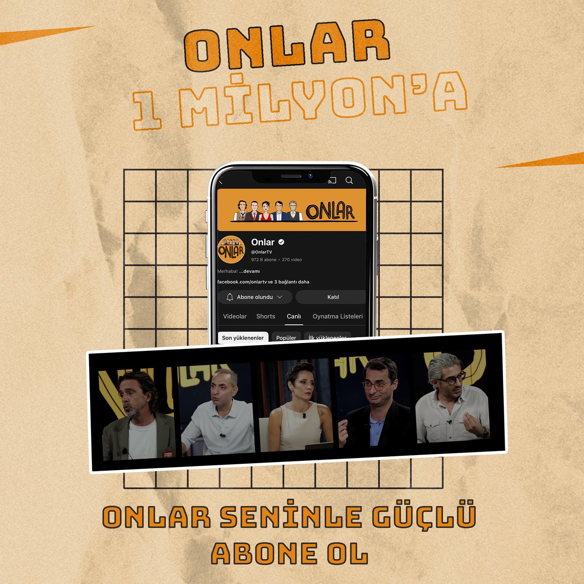 Bir başka yayıncılık mümkündü. Bunu sizinle birlikte başardık. 

Ve şimdi 1 milyon aboneye ulaşmamıza çok az kaldı. 

Gelin, sesinizin daha güçlü çıkması ve yalnız olmadığınızı görmek için siz de bize katılın. 

Onlar’a abone olun…

youtube.com/@OnlarTV