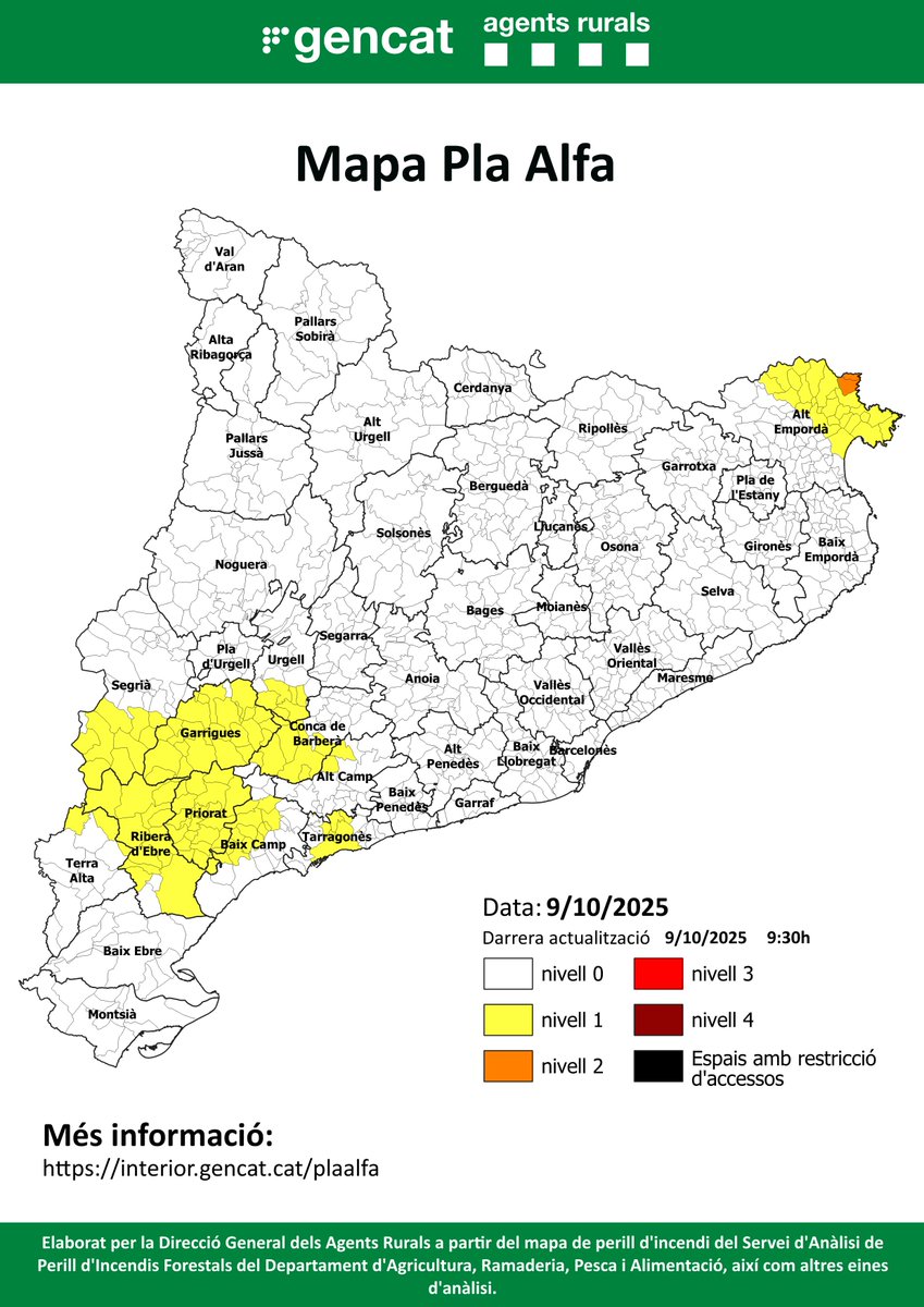 🔴 Aquest és el mapa del #PlaAlfa per avui, dia 9/10/2025