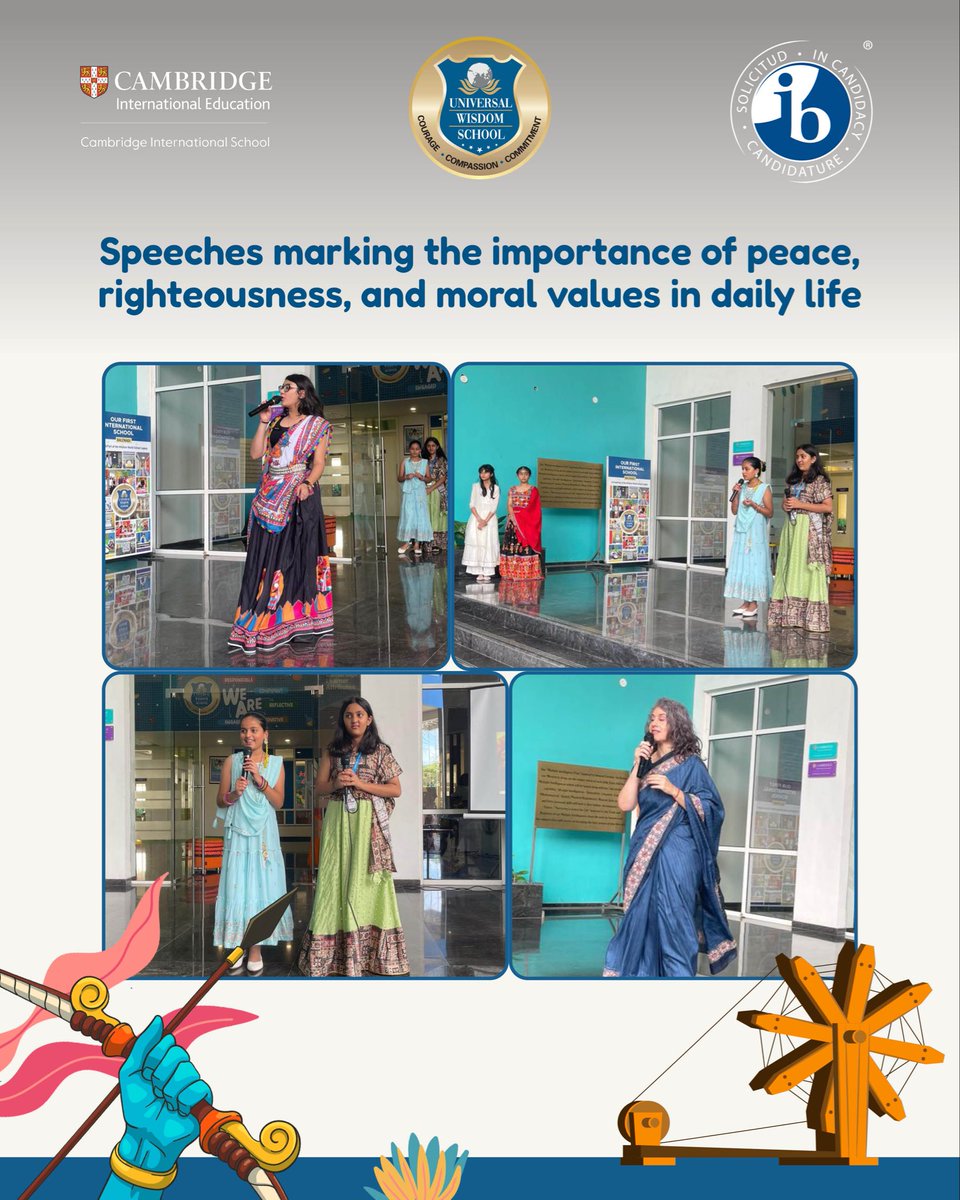 universal_ib's tweet image. Universal Wisdom School celebrated Gandhi Jayanti &amp;amp; Dussehra with great spirit!✨
From soulful bhajans &amp;amp; inspiring speeches to a lively Ramleela and traditional dances, the day beautifully reflected truth, non-violence &amp;amp; the victory of good over evil.🌸🔥
#GandhiJayanti #Dussehra