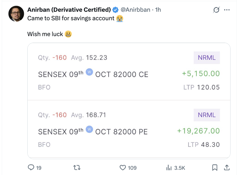 Anirbban's tweet image. In #XSub posted 
Combine Premium was: 270

For all posted
Combine Premium was: 170

#Hint was enough. 
How many you able to grab the hint?

I saw one scammer Telegram just after my post claimed he had short straddle worth millions 😂
