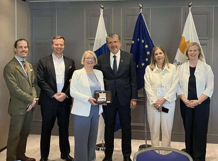 🇫🇮and🇨🇾 are two maritime countries, sharing several joint interests. Ms Minna Kivimäki, Permanent Secretary of <a href="/lvmfi/">LVM</a>  and Mr Stelios Himonas, Permanent Secretary of <a href="/maritimeCyprus/">Shipping Deputy Ministry of Cyprus / ΥΦΥΝ</a> , held fruitful discussions in the margins of Limassol Maritime Conference. #maritime #transport