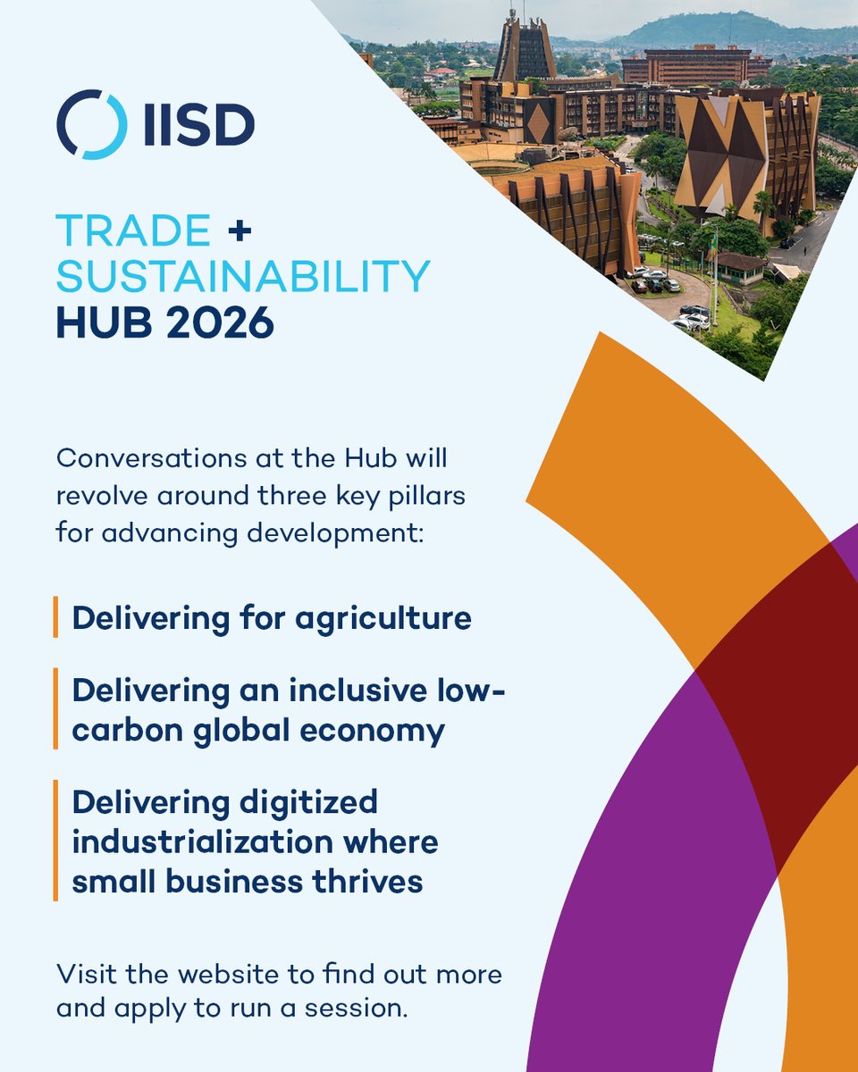 🌾 How can trade deliver for #Agriculture?

If you have any ideas, come share them at a session for the #Trade + #Sustainability Hub 2026 in Yaoundé, Cameroon, held alongside the <a href="/wto/">WTO</a> #MC14.

Apply before October 31, 2025 ➡️ iisd.swoogo.com/trade-and-sust…