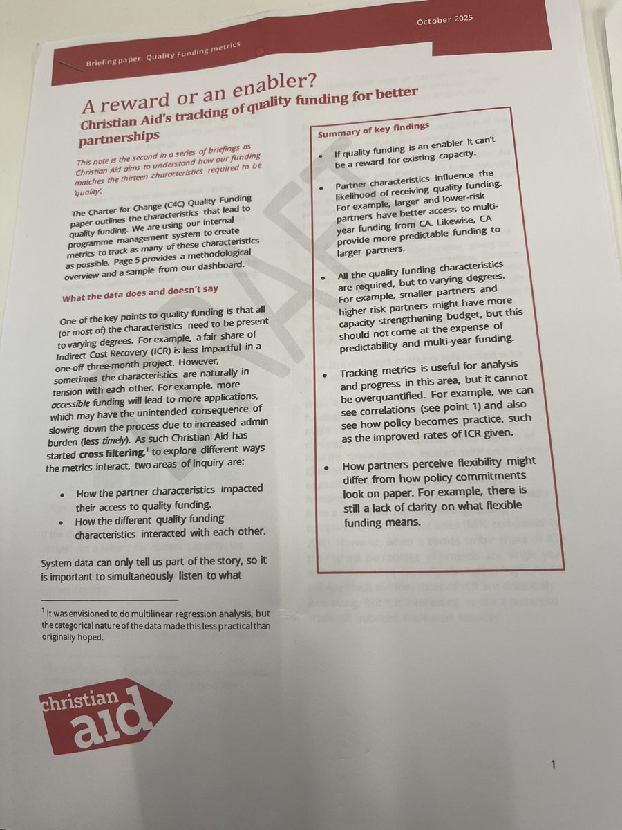 At #GrandBargain annual meeting Christian Aid starts to mine, analyse + share more granular data on our progress against different components of flexible + quallity funding to better understand where we need to do better and track our progress over time alongside <a href="/Charter4Change/">Charter4Change</a>