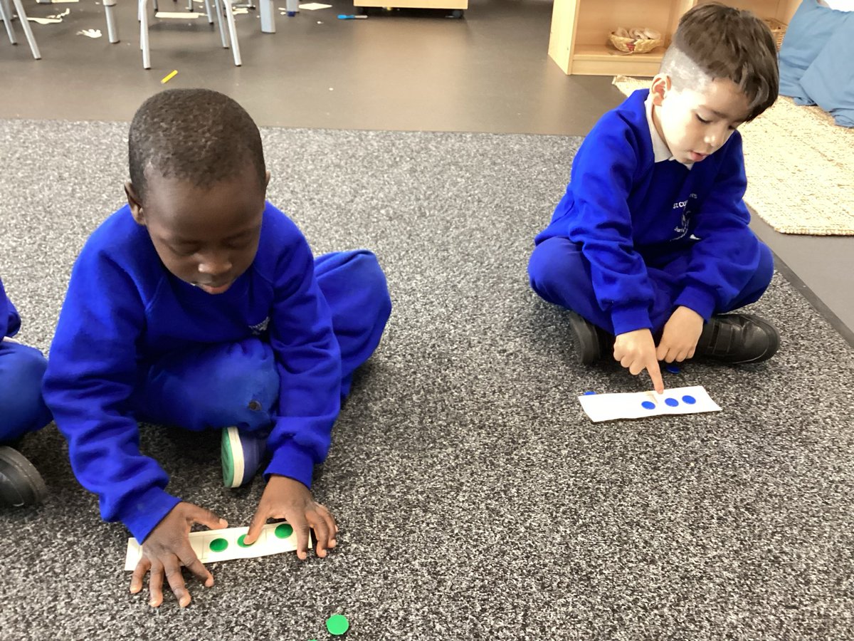 StCuthbertsPri's tweet image. Reception have been focusing on the composition of numbers to 3. We used our five frames and counters to represent our understanding! #StCuthbertsEYfS #StCuthbertsMaths