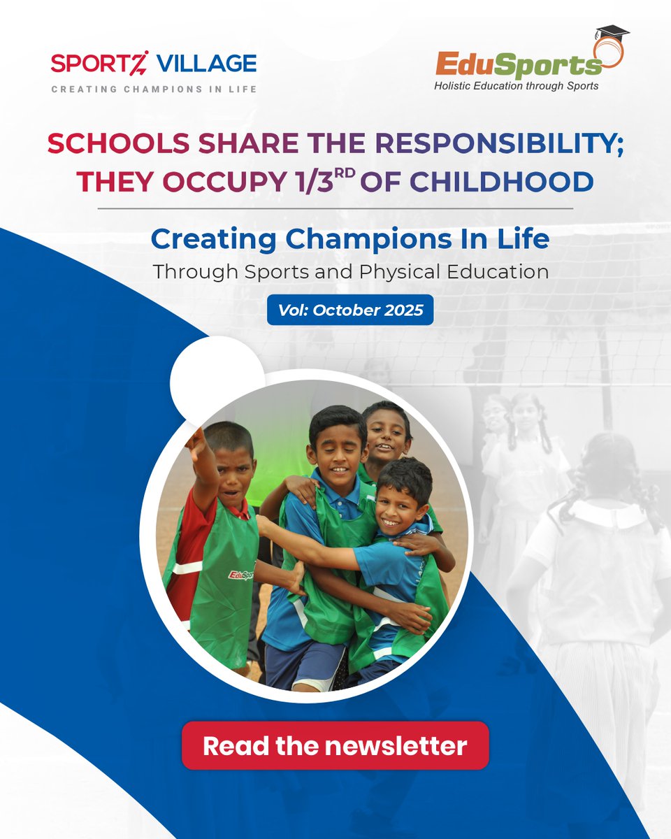 Schools share the responsibility; they occupy 1/3rd of childhood | EduSports Oct'25 Bulletin

Read our quarterly bulletin for stories and studies about supporting student well-being through focused sports and physical education in school.

Read here: bit.ly/4hcI6pZ