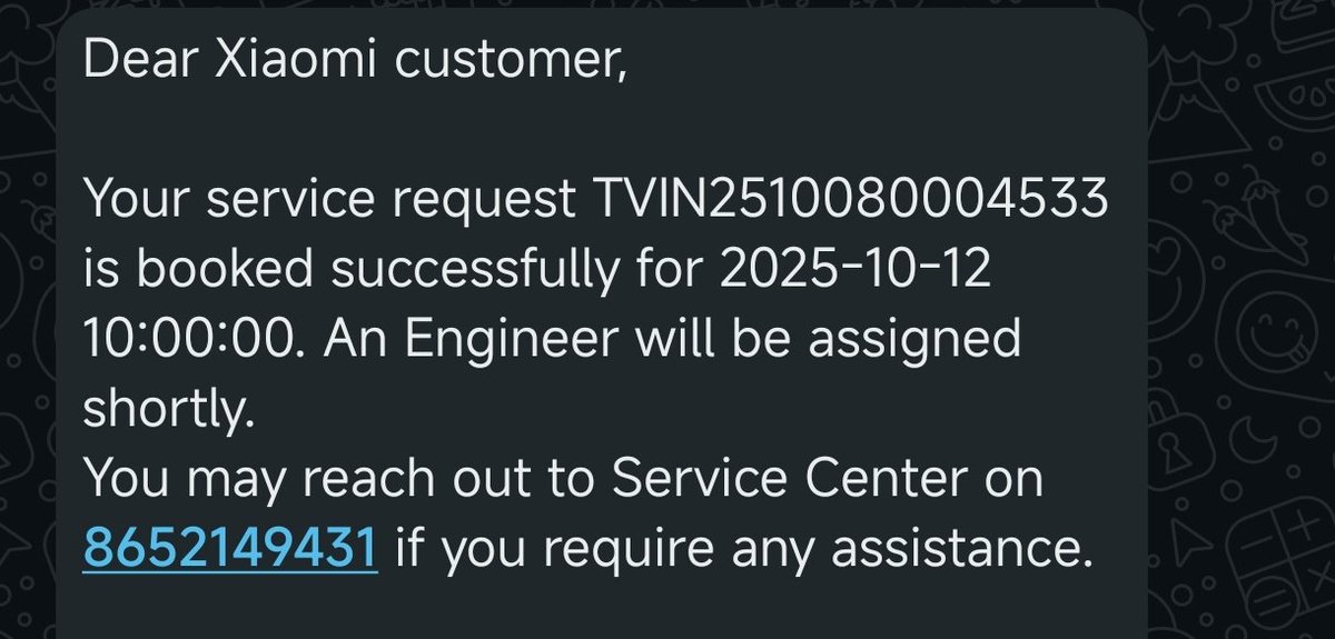 Completely pissed off with the customer service of <a href="/MiIndiaSupport/">Xiaomi India Support</a>
When I have booked the installation request for 12th October, still daily I'm being harassed by their engineers on call that they will come today for installation. They are saying they have been told to come today