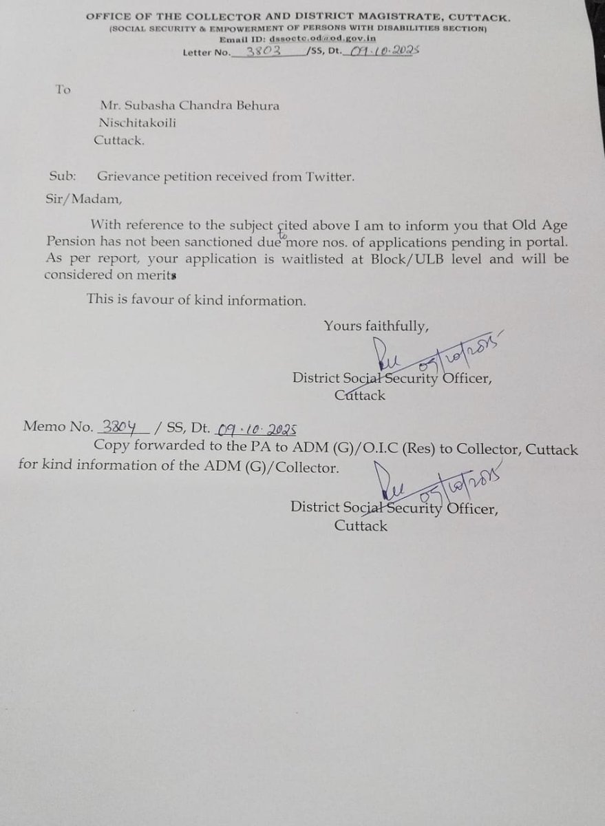 District Social Security Office, Cuttack tweet media