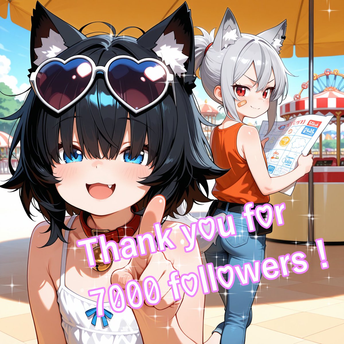 PantasticDesign's tweet photo. 7000フォロワー突破しました✨️
7000まではもっとかかると思っていましたが、多くの方が紹介衣装を使って頂いたからか、予想外の....!
非常に嬉しいです....❣感謝いたします！
これからもよろしくお願いします❤

遊園地でお祝いだ！

---¸¸✧･ﾟ•.━━━━━━━━━━━━

🐱「おっ　あっちも良さそうだよぉ～❤」
🐺「ちょっと待てって　一番良い回り方はだなあ...」

 ━━━━━━━━━━━━━｡:✧･ﾟ•.

あ、叡智なほうもよろしくおねがいします💦