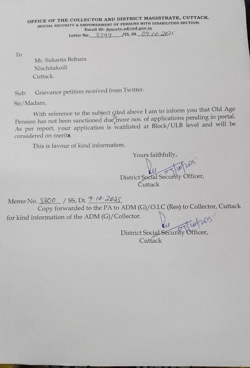 District Social Security Office, Cuttack tweet media