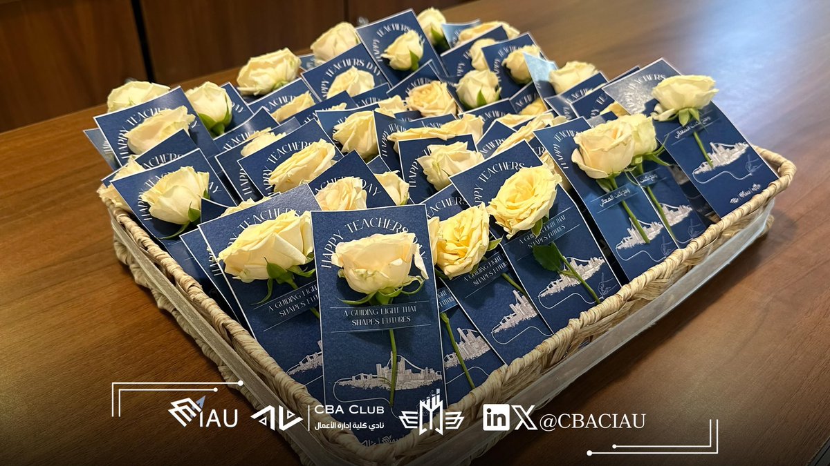 بحضور سعادة عميد كلية إدارة الأعمال د. فيصل الحديثي، وسعادة وكلاء الكلية، ورؤساء الأقسام، وأعضاء هيئة التدريس؛ أقام نادي كلية إدارة الأعمال بالتعاون مع المجلس الطلابي للكلية احتفاءً بيوم المعلم، تقديرًا لرسالتهم السامية وجهودهم المتواصلة في بناء المعرفة ودعم المسيرة الأكاديمية.