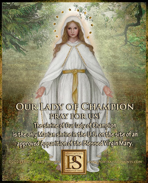 SaintPortraits's tweet image. Our Lady of Champion, pray for us! Her message was to teach the children their faith. A long history of miraculous events, conversions, physical healings &amp;amp; preserving the holy shrine grounds fm/the infamous Peshtigo fire.
bit.ly/35Q0uSN