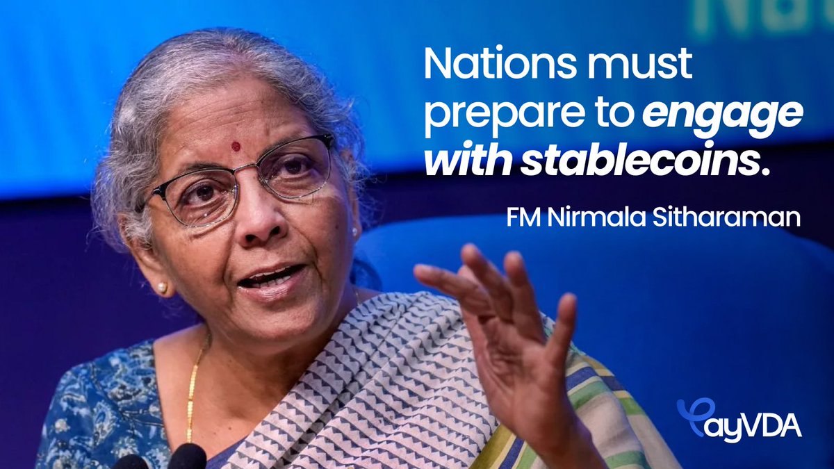 PayVDA_hq's tweet image. “Nations must prepare to engage with stablecoins.”

— Nirmala Sitharaman, Finance Minister of India 🇮🇳

A big statement as global crypto adoption grows.

PayVDA is set to take this adoption to a whole new level, empowering those who have never interacted with crypto before.