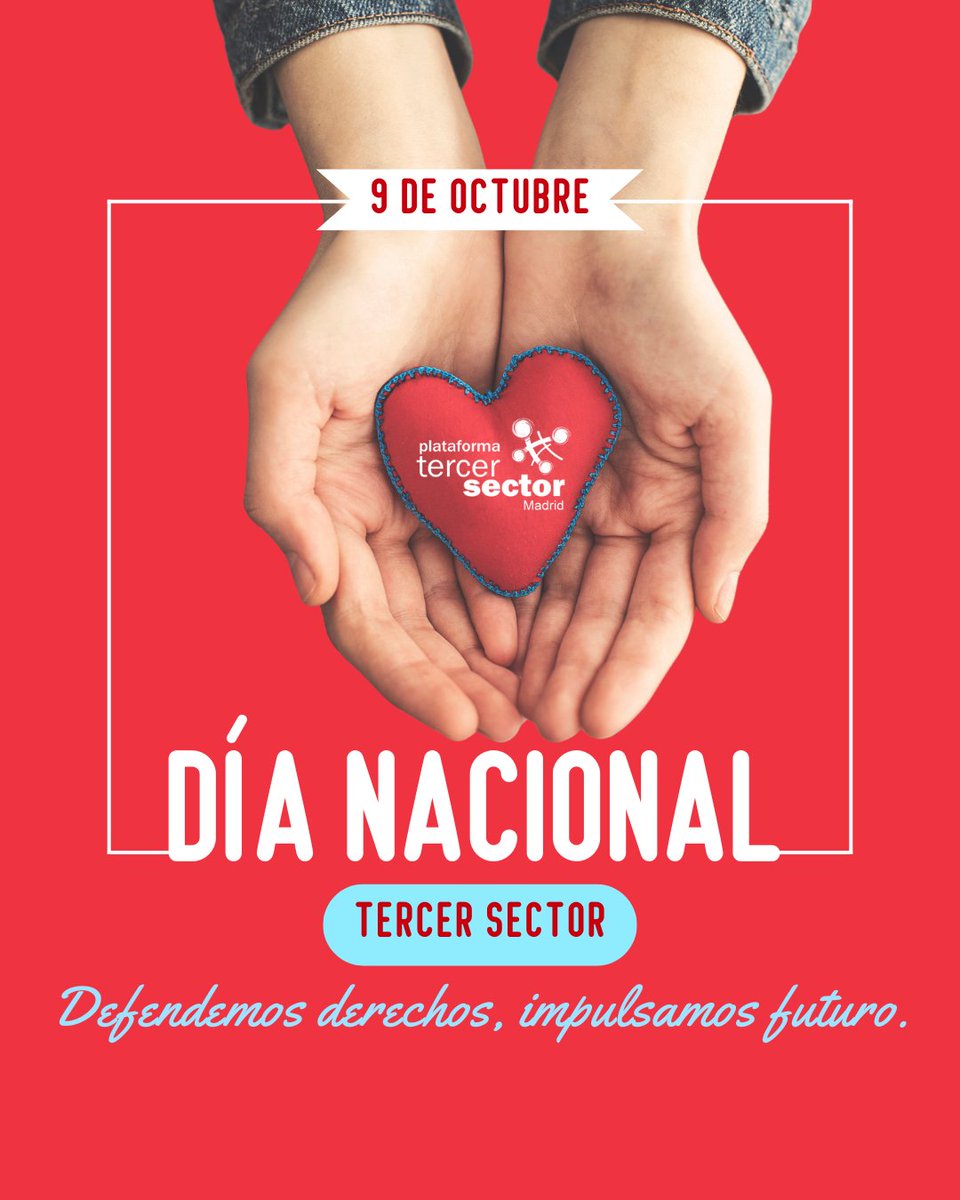 📅 Hoy celebramos el Día Nacional del Tercer Sector, motor de transformación social y defensa de derechos.

Desde la Plataforma del #TercerSectorMadrid reafirmamos nuestro compromiso con una sociedad más justa, solidaria y cohesionada.
🤝 #TercerSector #JusticiaSocial
