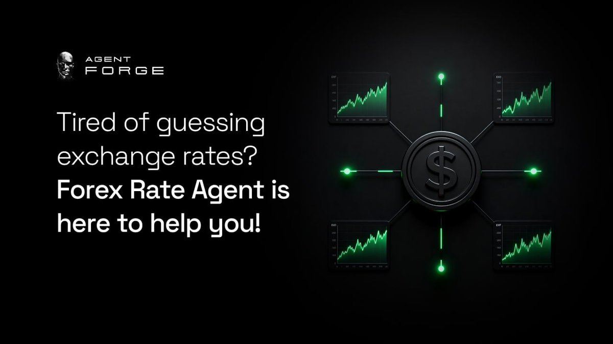 AITECHio's tweet image. 🤔 Tired of guessing exchange rates? Forex Rate Agent is here to help you!

With the Forex Rate Agent by AIREV, you can instantly retrieve real-time currency exchange rates relative to the US Dollar (USD), seamlessly integrated within Agent Forge for quick and reliable data…