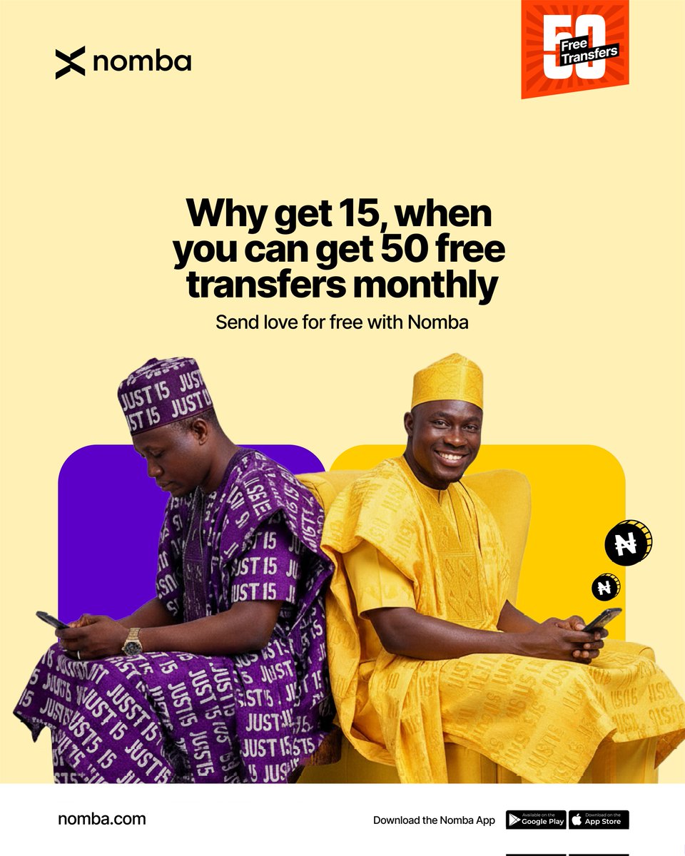 nombahq's tweet photo. 15 is cute… but 50? That’s real love. Don’t settle, start sending for free. https://t.co/RCwaU4i33t