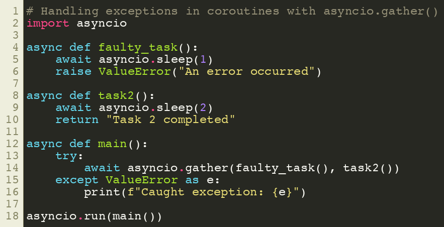 SuperFastPython's tweet image. Handling exceptions in coroutines with asyncio.gather()
#Python #Concurrency