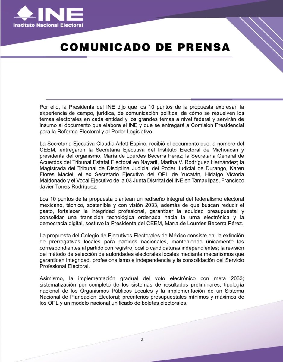 INEMexico's tweet photo. 📑 #BoletínINE | Recibe INE propuesta para la reforma electoral del Colegio de Ejecutivos Electorales de México. 

https://t.co/nZdE8PJJsZ https://t.co/hzs4Myc4tn