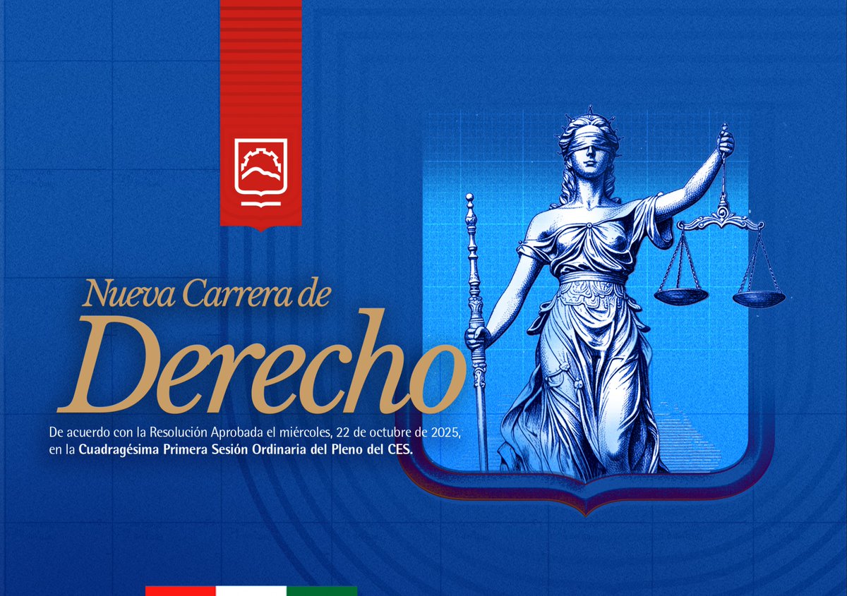El <a href="/ces_ec/">CES</a> aprobó la creación de la carrera de Derecho en la Escuela Superior Politécnica de Chimborazo, mediante la Resolución aprobada el miércoles 22 de octubre, en la Cuadragésima Primera Sesión Ordinaria del Pleno del #CES.
Más información: short.do/oswvXH
