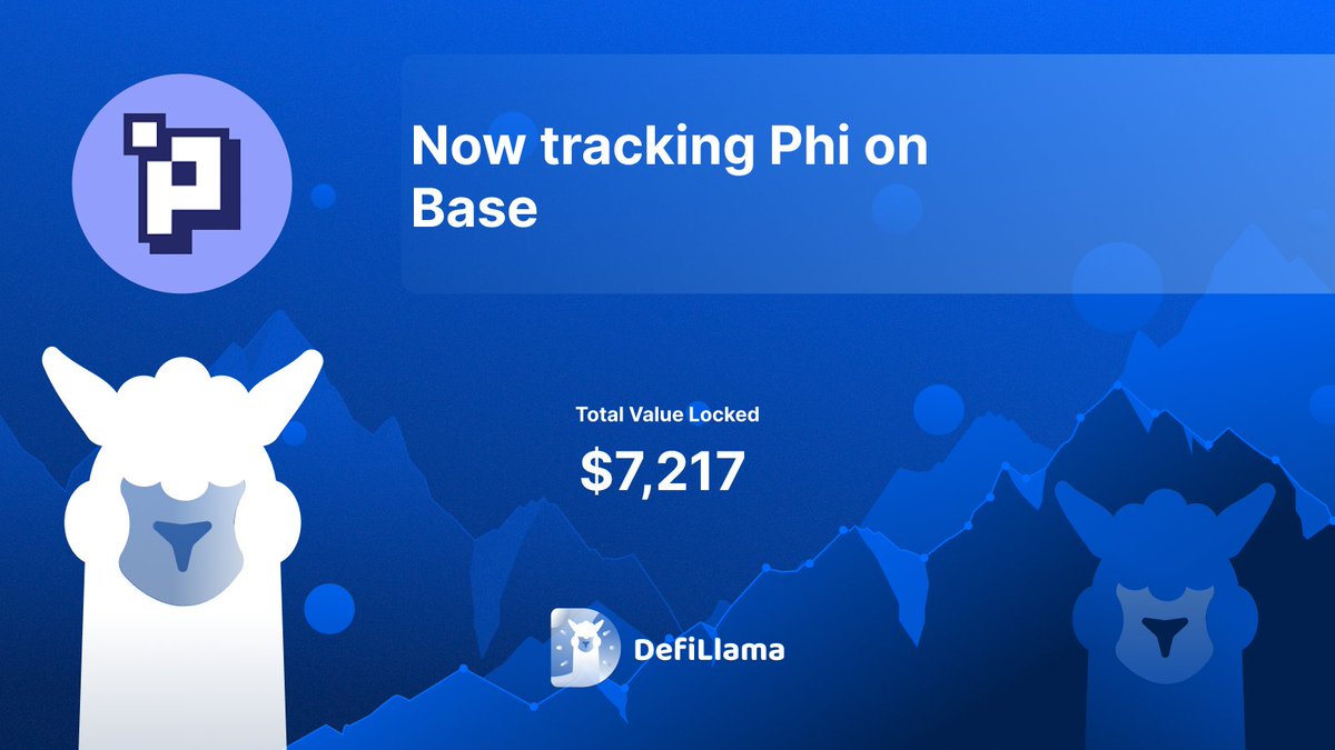 DefiLlamaがBaseでPhiをトラッキング開始した発表（TVL表示あり）