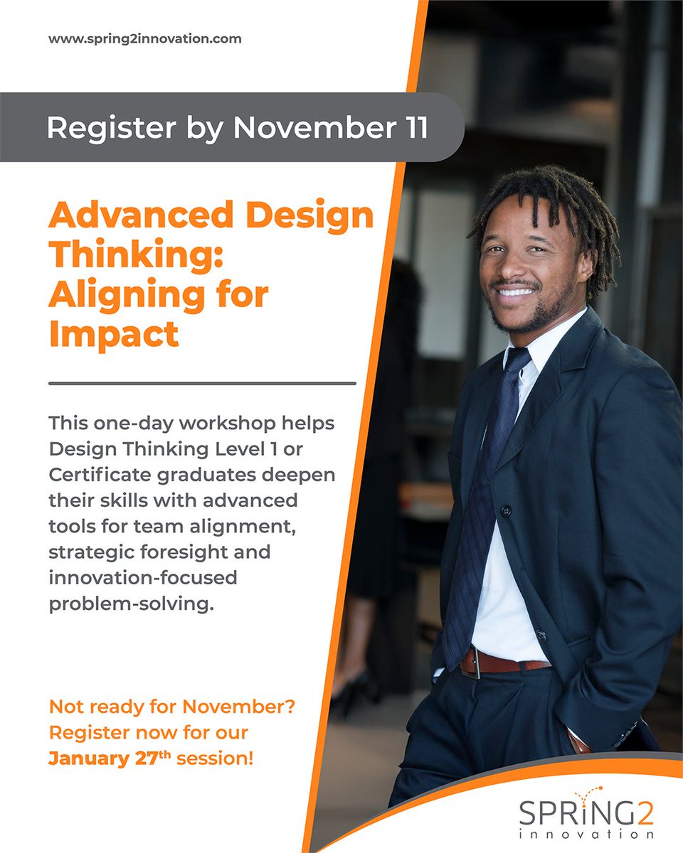 Spring2Inno's tweet image. 📈 How much could one day transform your team’s impact?
Spend a day in our workshop mastering advanced Design Thinking tools to align teams, reduce risk and deliver lasting solutions.
See if you are qualified to register—zurl.co/DH2XH
#Spring2Innovation #TeamAlignment