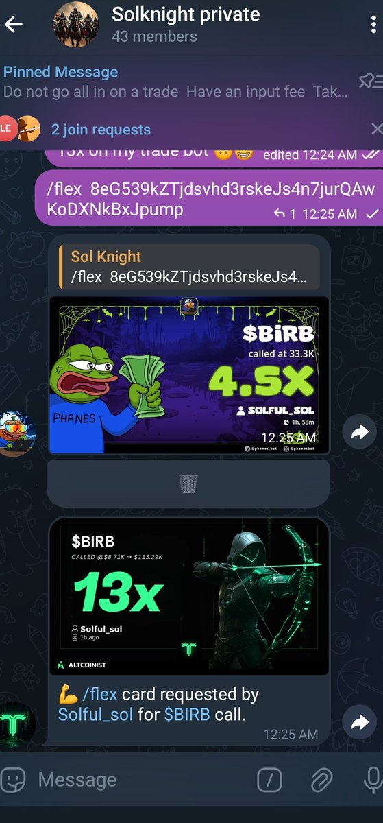 4.5x 

$BIRB 

/Pnl 8eG539kZTjdsvhd3rskeJs4n7jurQAwKoDXNkBxJpump

Traded and made a 13x gain 
Join my tg let's bag 

#Solana #Memecoin