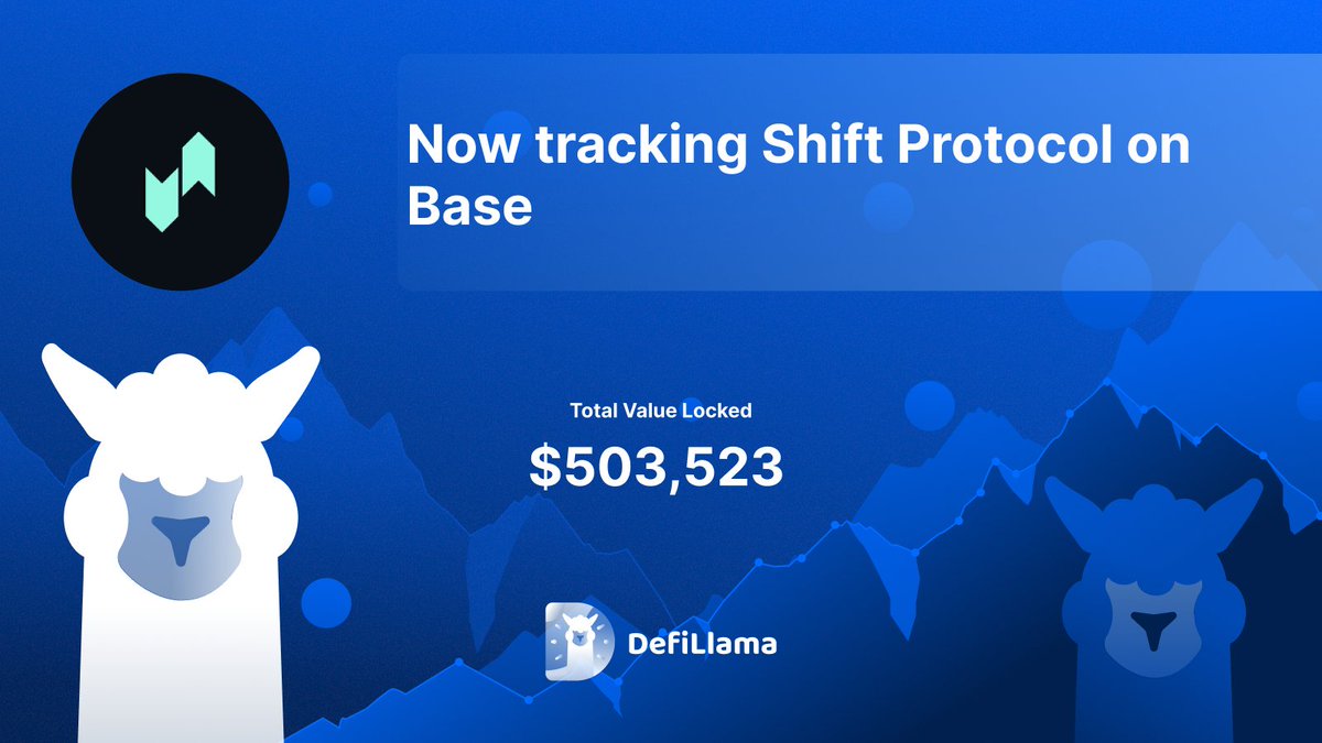 Base에서 Shift Protocol에 대한 DefiLlama 발표 그래픽