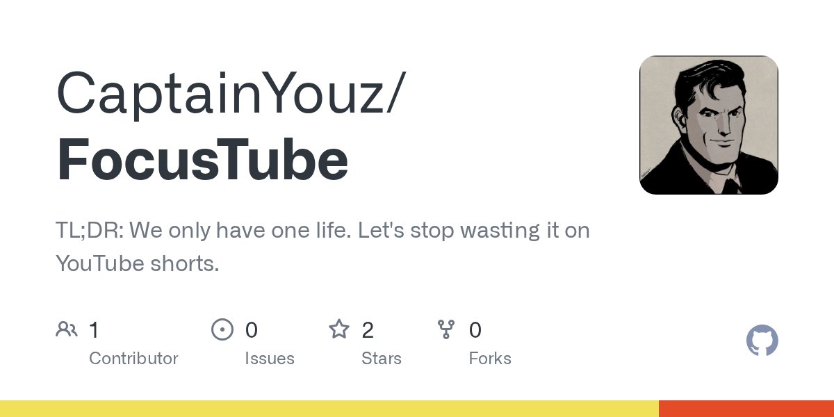hackernewstop5's tweet image. We only have one life.
Let's stop wasting it on YouTube shorts #HackerNews
github.com/CaptainYouz/Fo…