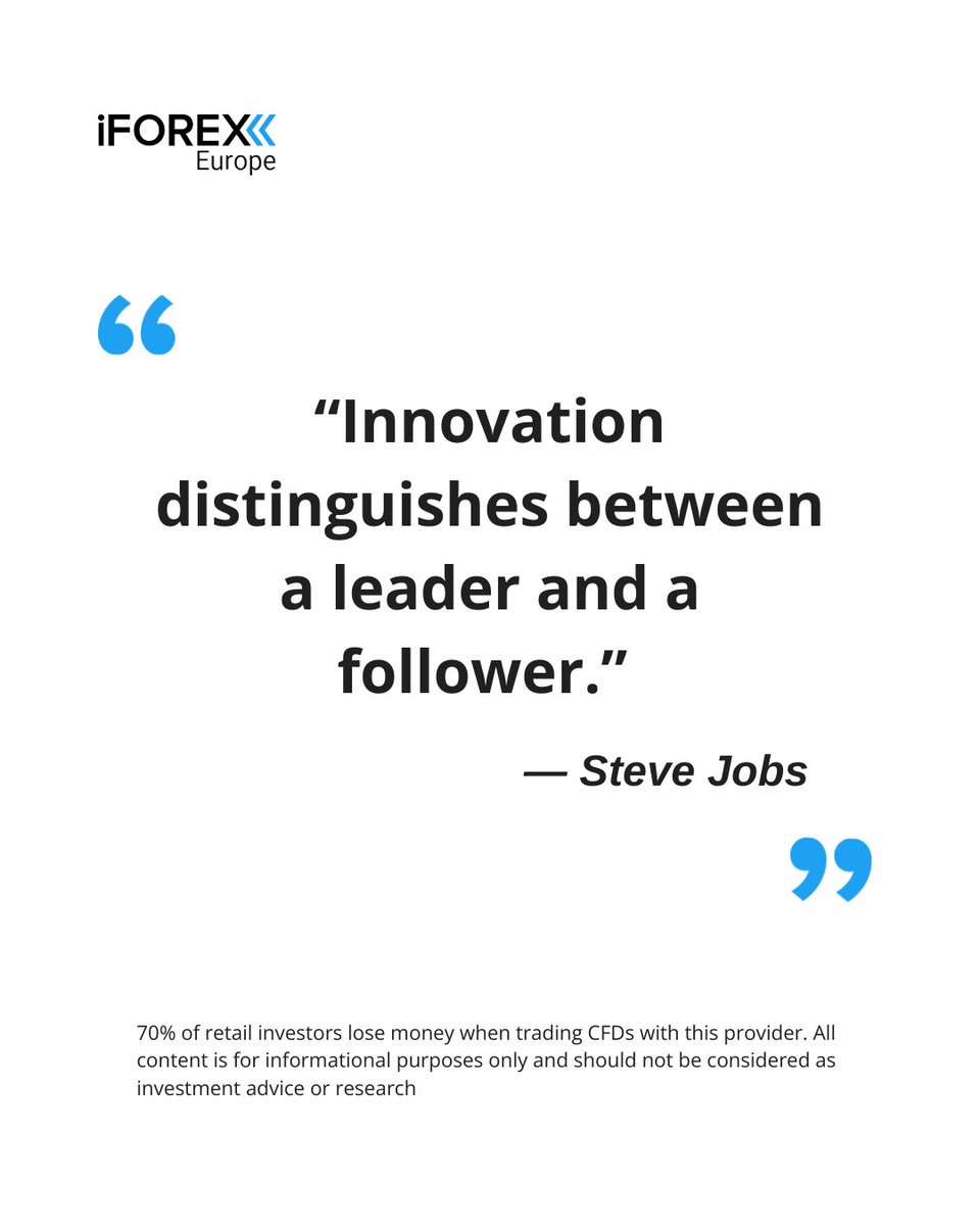 iFOREXEurope's tweet photo. Quote of the day! ๐โจ
โInnovation distinguishes between a leader and a follower.โ โ Steve Jobs
Start trading: https://t.co/pQAgrGcR43
#iforexeurope #iforexeu #quoteoftheday #inspiring #onlinetrading #QOTD https://t.co/swH8ycV8EI