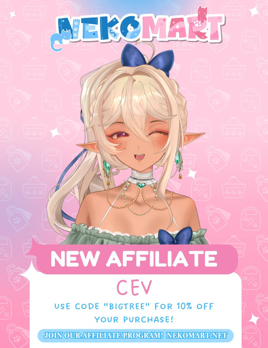 small announcement 🤍🌿

i am incredibly proud to announce that i am an official <a href="/NekoMartShop/">NEKOMART</a> affiliate! no words can express how excited i am for the future 😼🔥

feel free to use "BIGTREE" at checkout for a 10% discount off of your purchase ‼️‼️
nekomart.net