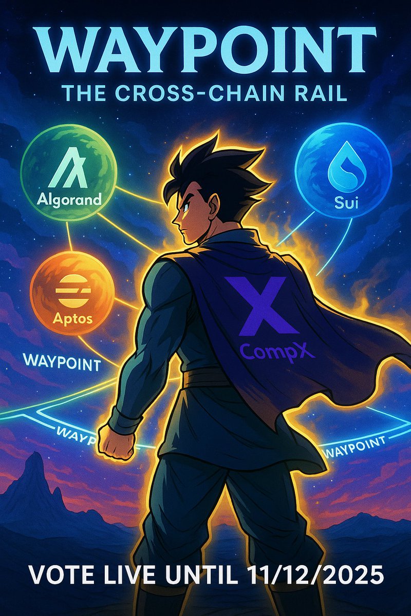 xUSDfuture's tweet image. 🧭 CompX Initiative the time to act is now.
🔥 Waypoint → Sui? 
       The Vote Is LIVE! 🔥
CompX is pushing cross-chain boundaries again expanding the tech to new horizons.
After launching programmable stable payments on Aptos, the next destination could be Sui, same Move…