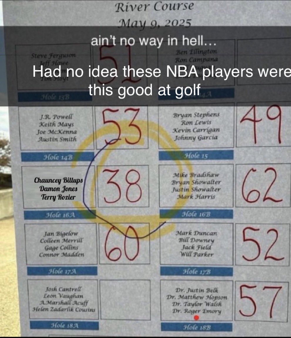 PGATUOR's tweet image. The writing was on the wall with Chauncey Billups. Here’s his scramble team earlier this year: