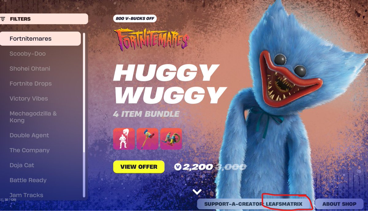 LeafsMatrix's tweet image. HUGGY WUGGY IS FINALLY IN SHOP!! 

Use code &quot;LeafsMatrix&quot; when purchasing! #Ad #EpicPartner