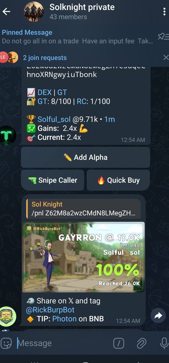 2x 

$GAYRRON 

/pnl Z62M8a2wzCMdN8LMegZHYe3aQeChnoXRNgwyiuTbonk 

Both private and public channel got the call 
Dm to join 

#Solana #Memecoin