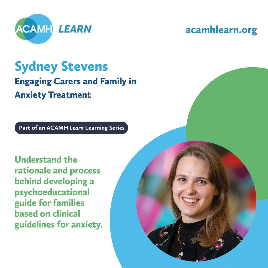 TheJCPP's tweet image. In this @ACAMHLearn talk, Sydney Stevens presents the development of a parent and carer guide designed to accompany the clinical practice guidelines for #Anxiety in CYP emphasizes the importance of co-design with lived experience advisors. bit.ly/3Vc2VYA