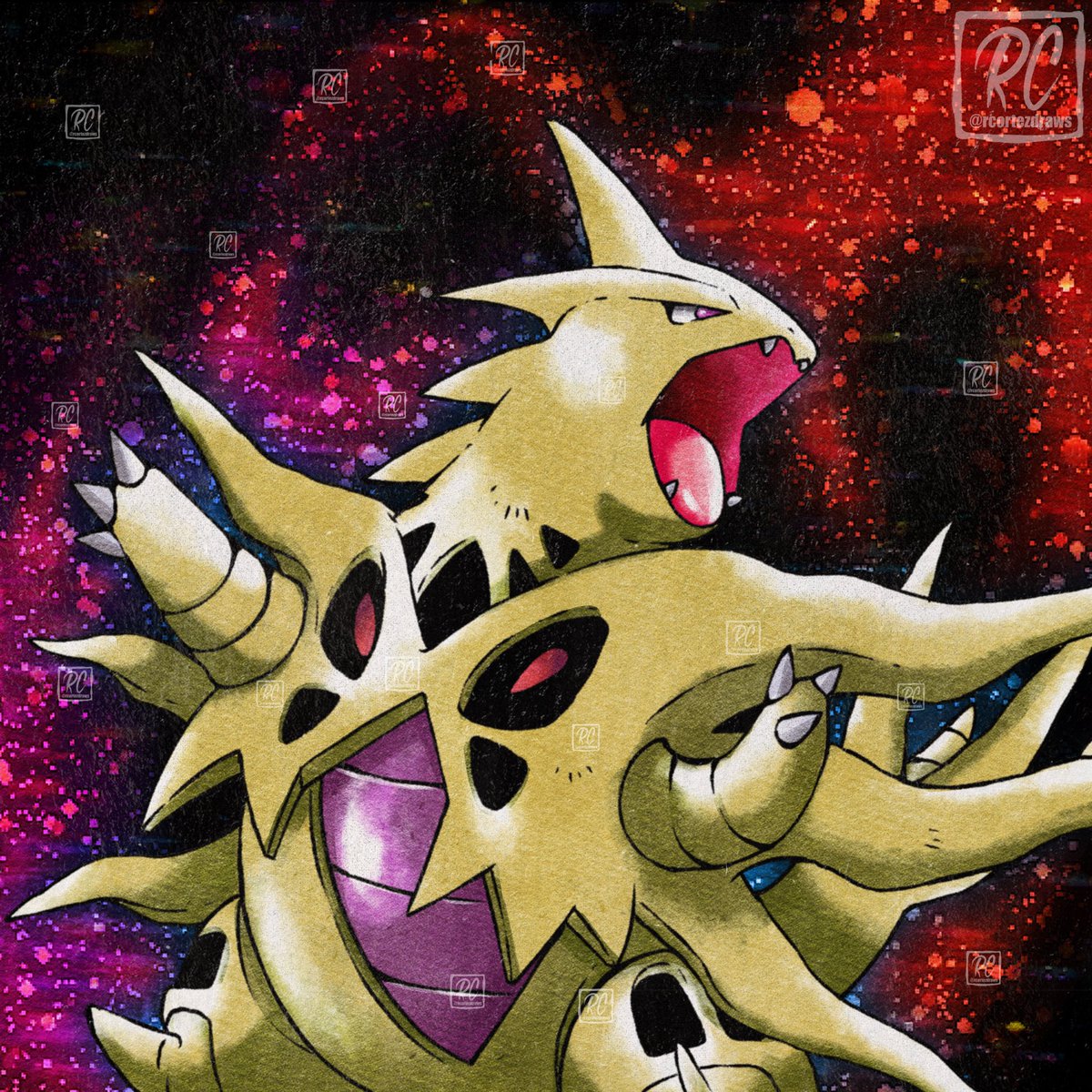 rcortezdraws's tweet image. Shiny Mega Tyranitar Retro Neo style! #Pokemon #PokemonLegendsZA