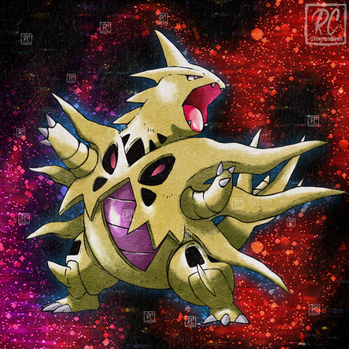 rcortezdraws's tweet image. Shiny Mega Tyranitar Retro Neo style! #Pokemon #PokemonLegendsZA