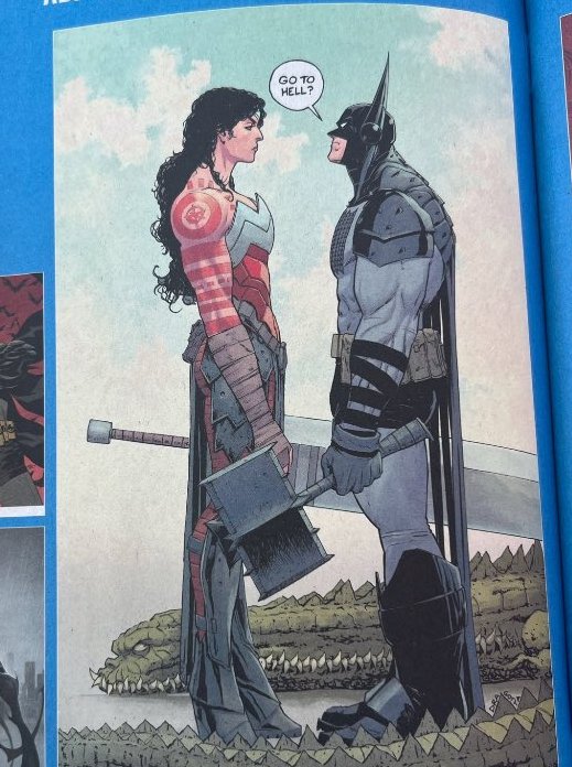 Primeiro vislumbre da capa de Absolute Batman 16, continuando o crossover do Homem-Morcego e da Mulher-Maravilha desse universo.