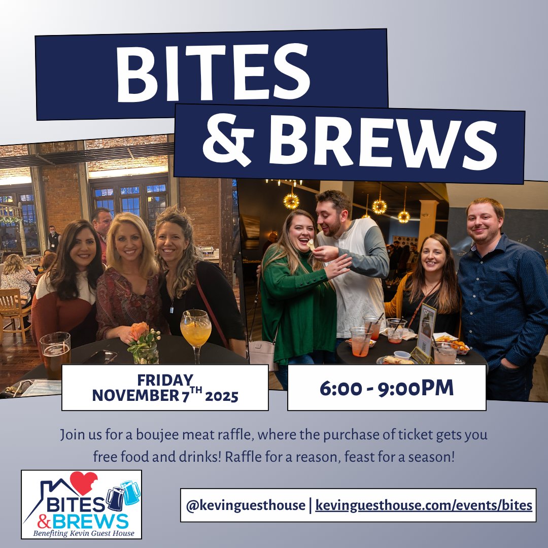Win Big, Eat Well! 🥩🍻

Join us this November for Bites &amp; Brews, where your ticket includes delicious food, refreshing drinks, and a chance to win amazing raffle prizes!

🎟️ Don’t wait, get your tickets now: Bites25.givesmart.com

#KevinGuestHouse #BitesAndBrews #KGHKeepsGoing