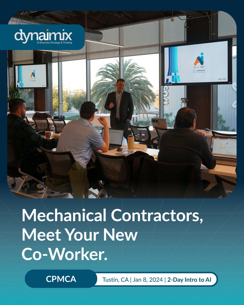 chris_carr's tweet image. Mechanical Contractors, meet your new coworker. 🤖He doesn’t take breaks, doesn’t miss deadlines, and already knows your workflow.

Had a blast speaking at CPMCA’s “Intro to AI for Mechanical Contractors” — AI’s joining the crew, not replacing it.

#AIForContractors #CPMCA