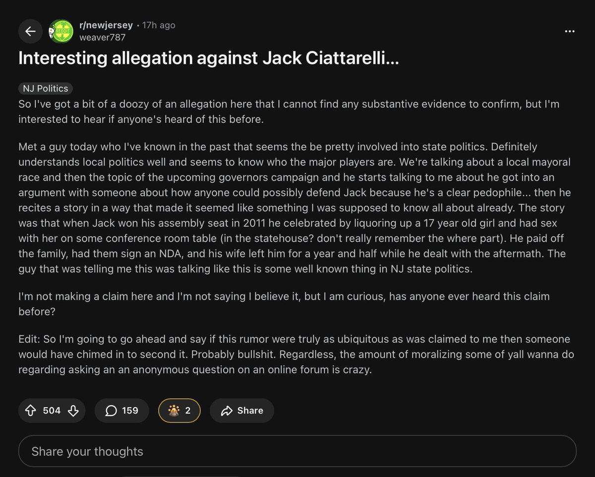 Pulse Of 1776 (@pulseof1776) on Twitter photo Reddit knows Jack is gaining major momentum and is doing anything they can to deter his success.  Now they're posting fabricated stories. These clowns are literally pulling at strings. Early voting opens this Saturday, get out and vote RED! We can win JERSEY!
<a href="/reddit_lies/">Reddit Lies</a> Reddit knows Jack is gaining major momentum and is doing anything they can to deter his success.  Now they're posting fabricated stories. These clowns are literally pulling at strings. Early voting opens this Saturday, get out and vote RED! We can win JERSEY!
<a href="/reddit_lies/">Reddit Lies</a>