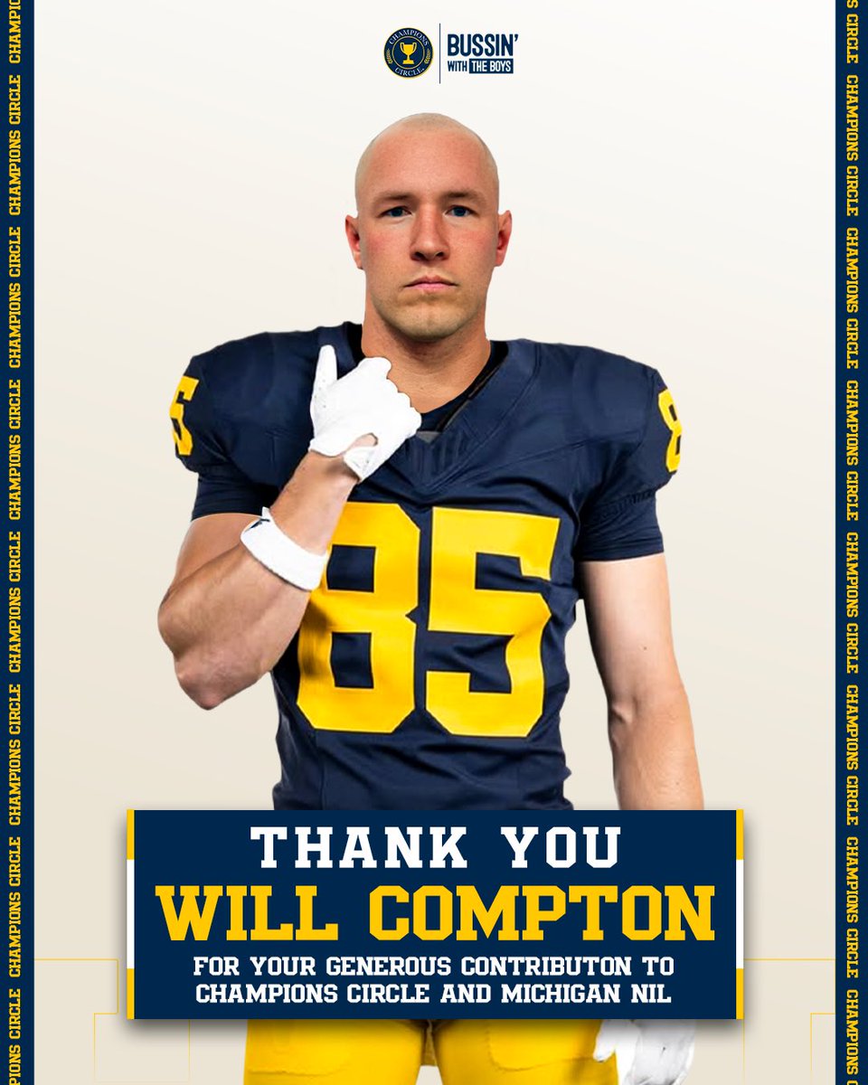 ChampCircleUofM's tweet image. We’re thrilled to welcome our newest donor: @_willcompton! After another loss in the Bussin’ Bowl, the Nebraska Football Alum has stepped up big time with a major contribution to Michigan NIL.