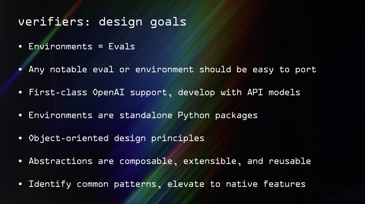 willccbb's tweet image. some slides from my talk at @PyTorch conf earlier this week about the design choices of verifiers and how we've been building the flagship ecosystem for open RL environments :)