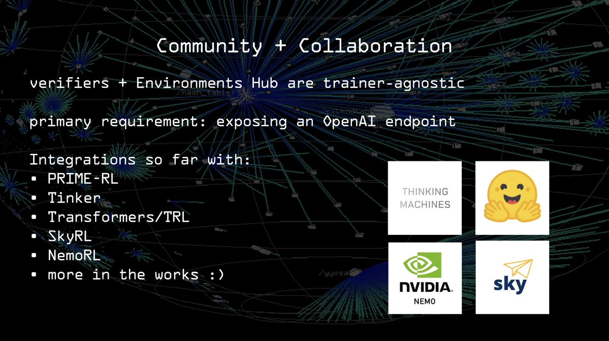 willccbb's tweet image. some slides from my talk at @PyTorch conf earlier this week about the design choices of verifiers and how we've been building the flagship ecosystem for open RL environments :)