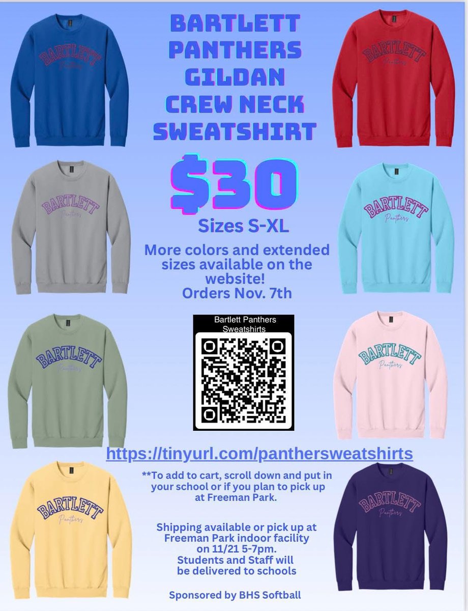 Bartlett High Softball has got these sweet sweats just in time for sweater weather. Support your Panthers.