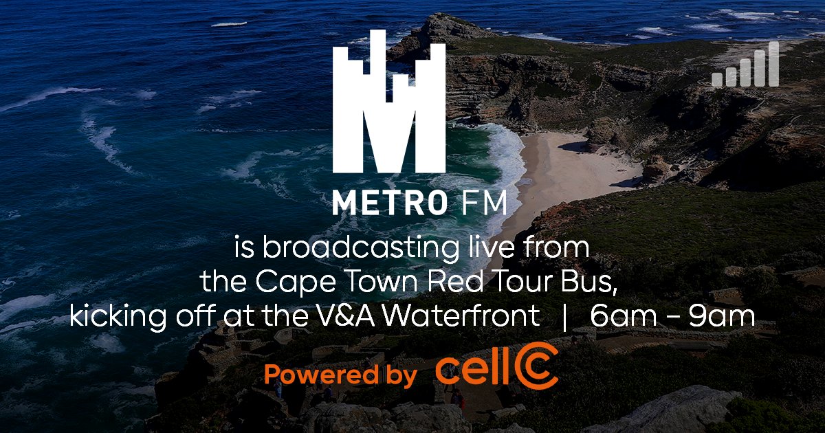 METROFMSA's tweet image. Best Mornings with @SabbyTheDJ is coming to you live from the Cape Town Red Tour Bus today! Great views, strong signal, and ocean views to match. 

METRO FM x @CellC are keeping it 100. Tune in from 6–9am. #EscapingTheCityNotTheSignal #CellC #NothingShouldStopYou