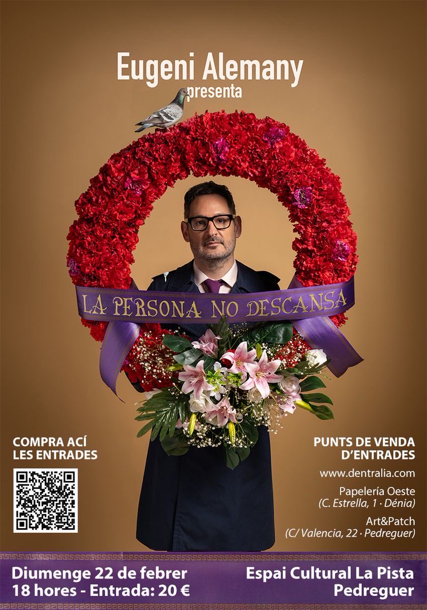 Prepara't per a riure a riallades amb el nou monòleg <a href="/EugeniAlemany/">Eugeni Alemany</a> LA PERSONA NO DESCANSA! 🎤

El diumenge 22 de febrer l'humorista més carismàtic i ocurrent de l'escena arriba amb el seu nou xou "La persona no descansa", a la Pista, espai cultural de Pedreguer. 

👇👇